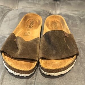 Biostep Dark Brown Suede Slides Size 8